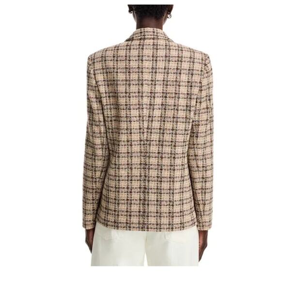 NWT Boss Janka Double Breasted Blazer tweed marshland Green Tartan size 2 - Picture 3 of 15